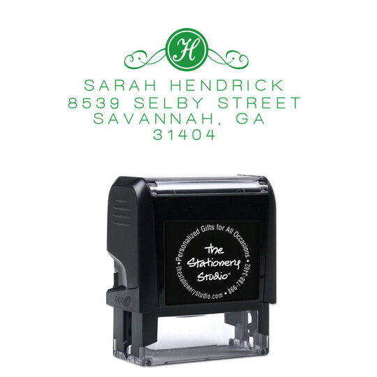 Scroll Initial Address Rectangular Self-Inking Stamp